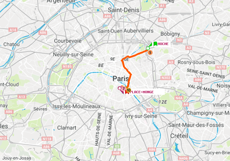 plan itinéraire ratp de Hoche à Place Monge (Jardin des Plantes)