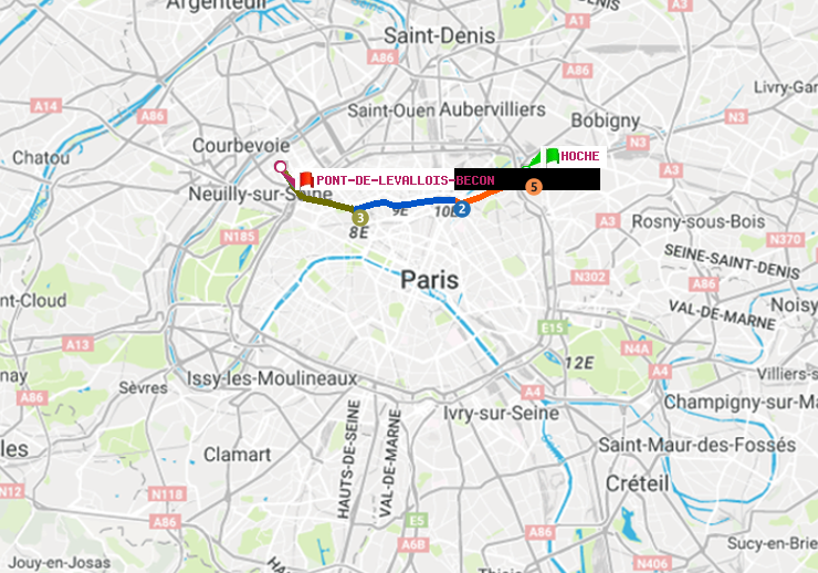 plan itinéraire ratp de Hoche à Pont de Levallois-Bécon