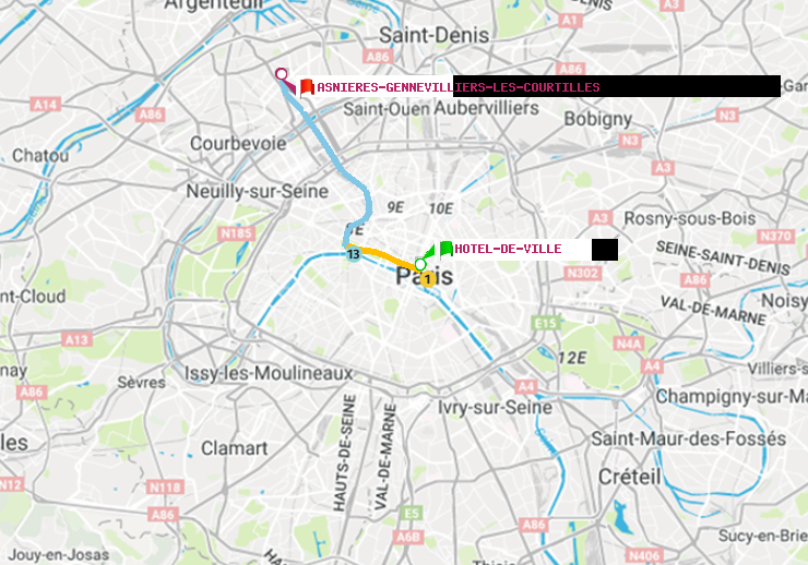 plan itinéraire ratp de Hôtel de Ville à Asnieres-Gennevilliers Les Courtilles