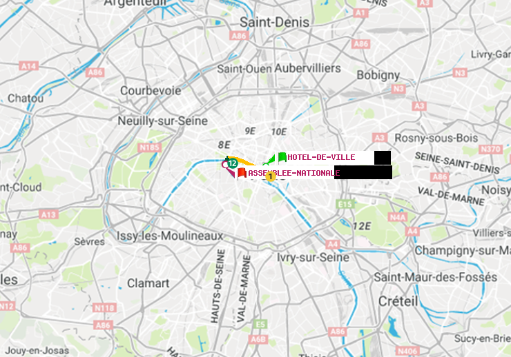 plan itinéraire ratp de Hôtel de Ville à Assemblée Nationale