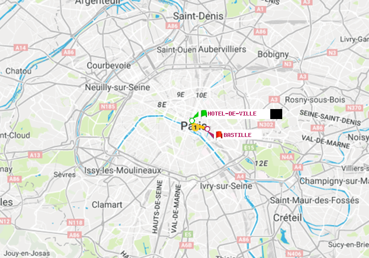 plan itinéraire ratp de Hôtel de Ville à Bastille