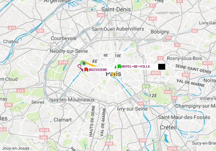 plan itinéraire ratp de Hôtel de Ville à Boissière