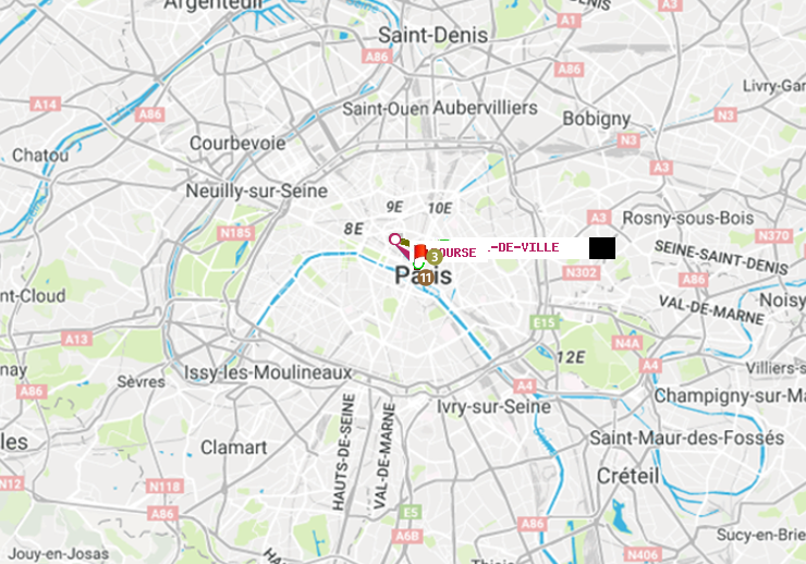 plan itinéraire ratp de Hôtel de Ville à Bourse