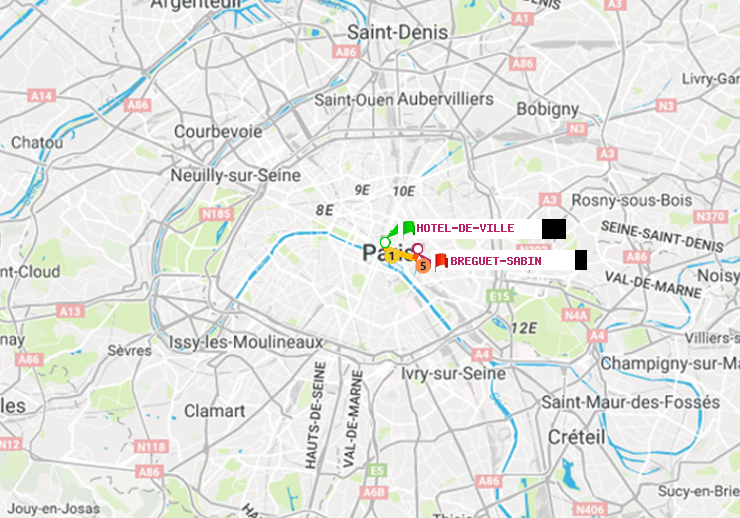 plan itinéraire ratp de Hôtel de Ville à Bréguet-Sabin