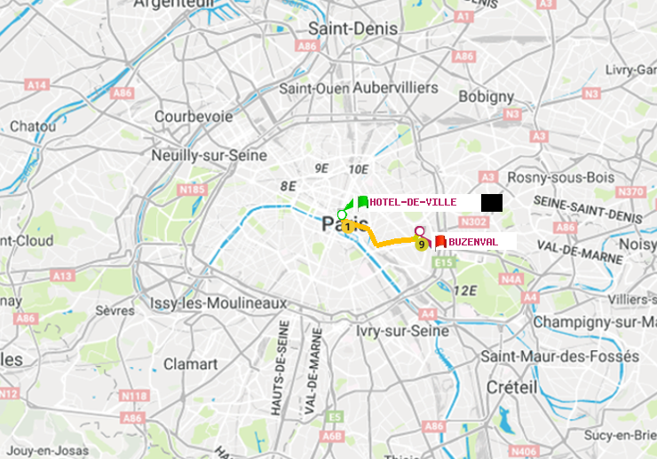 plan itinéraire ratp de Hôtel de Ville à Buzenval