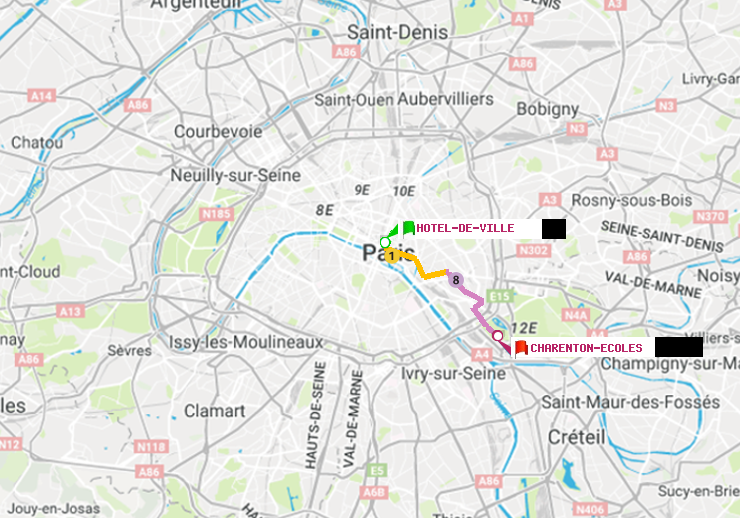plan itinéraire ratp de Hôtel de Ville à Charenton-Ecoles
