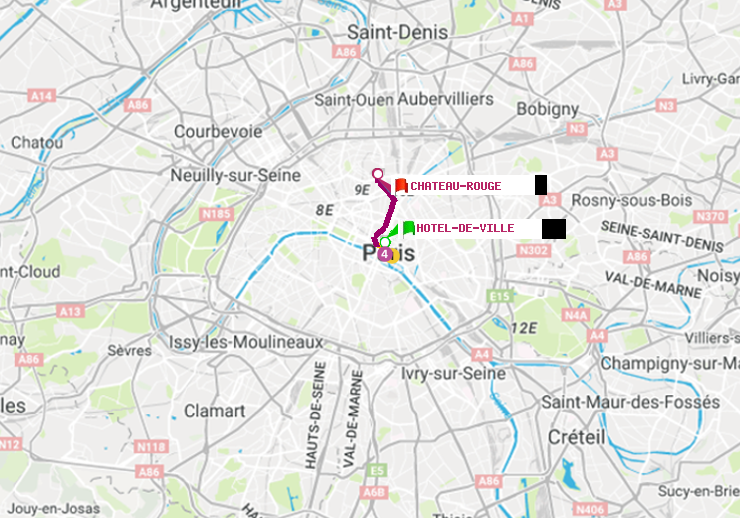 plan itinéraire ratp de Hôtel de Ville à Château Rouge