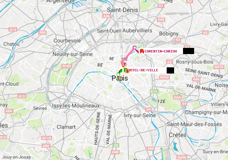 plan itinéraire ratp de Hôtel de Ville à Corentin-Cariou