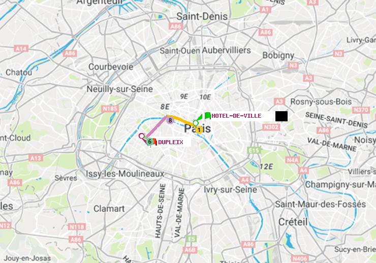 plan itinéraire ratp de Hôtel de Ville à Dupleix