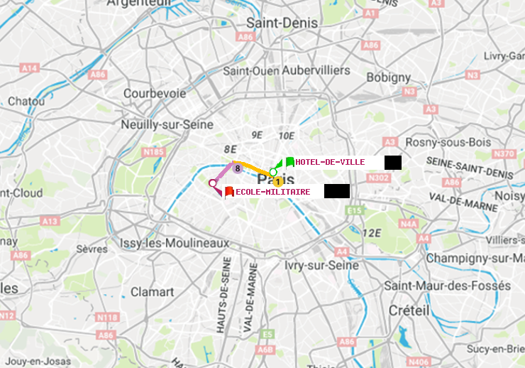 plan itinéraire ratp de Hôtel de Ville à Ecole Militaire