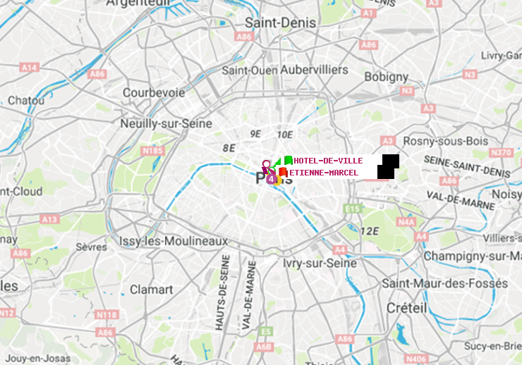 plan itinéraire ratp de Hôtel de Ville à Etienne Marcel
