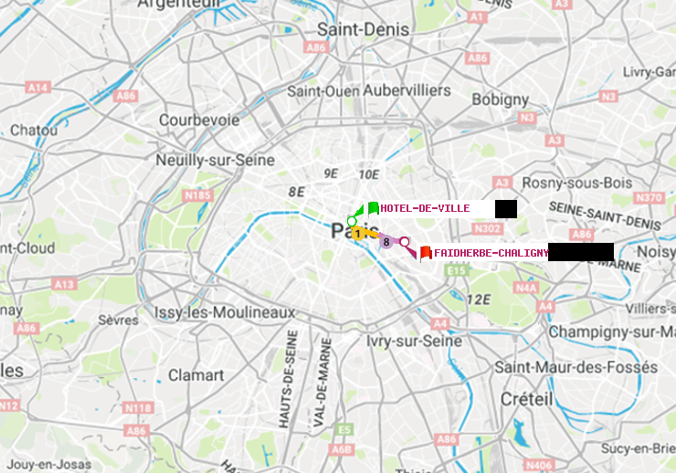 plan itinéraire ratp de Hôtel de Ville à Faidherbe-Chaligny