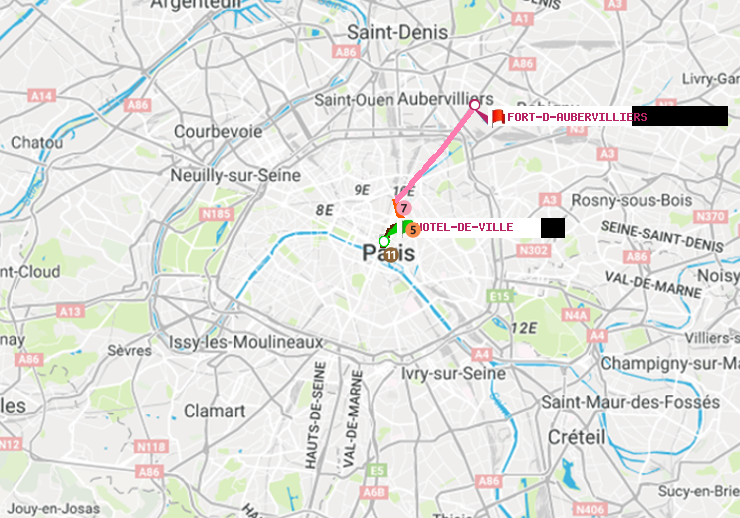 plan itinéraire ratp de Hôtel de Ville à Fort d