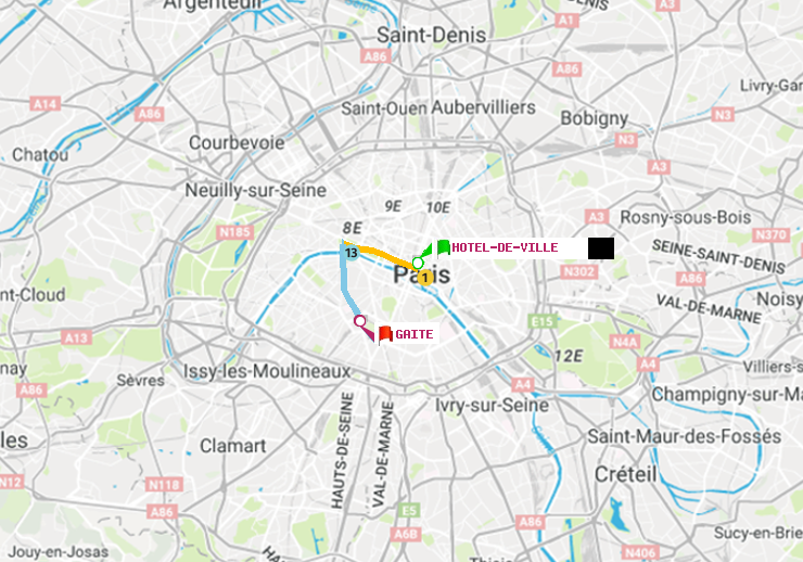 plan itinéraire ratp de Hôtel de Ville à Gaité