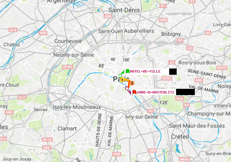 plan itinéraire ratp de Hôtel de Ville à Gare d