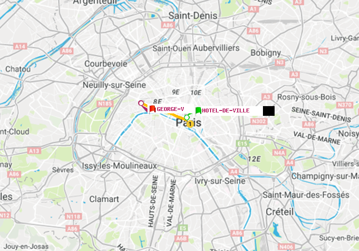plan itinéraire ratp de Hôtel de Ville à George V