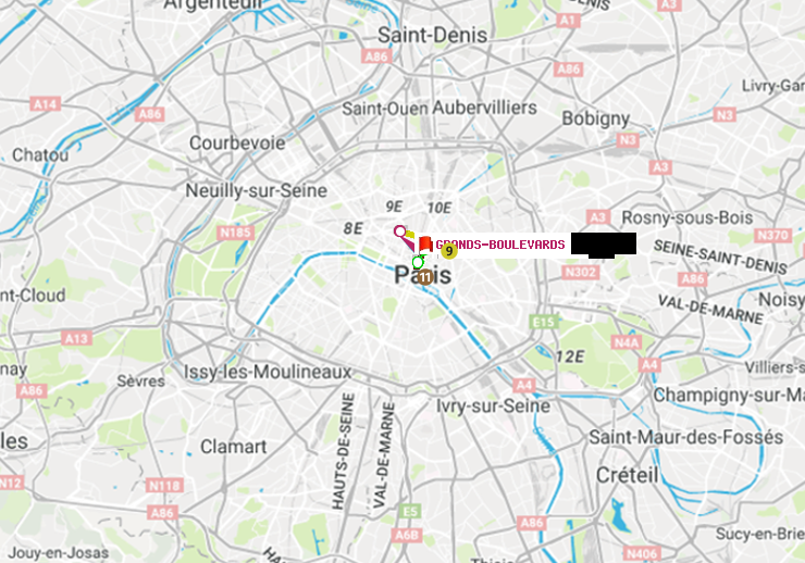 plan itinéraire ratp de Hôtel de Ville à Grands Boulevards