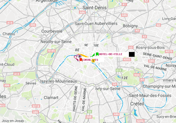 plan itinéraire ratp de Hôtel de Ville à Invalides