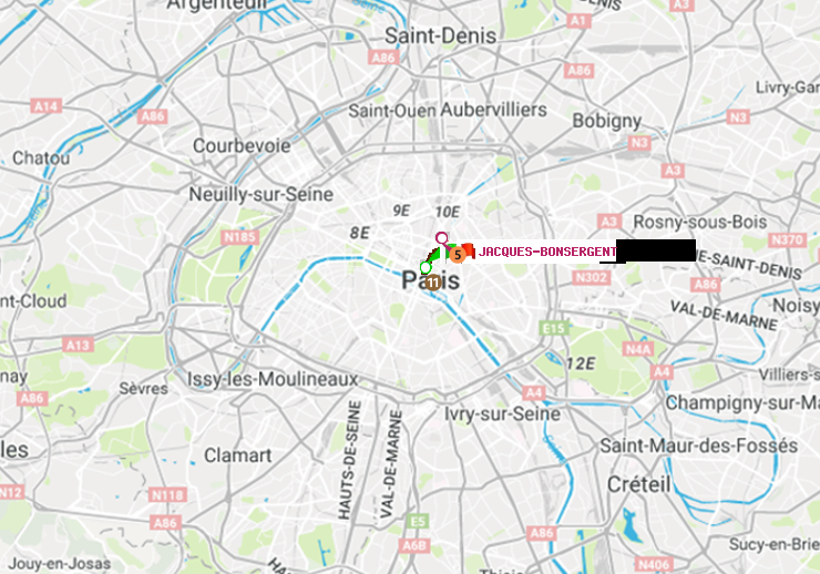 plan itinéraire ratp de Hôtel de Ville à Jacques-Bonsergent