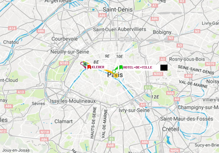 plan itinéraire ratp de Hôtel de Ville à Kléber