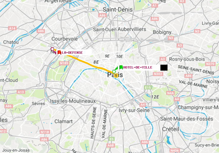 plan itinéraire ratp de Hôtel de Ville à La Défense (Grande Arche)