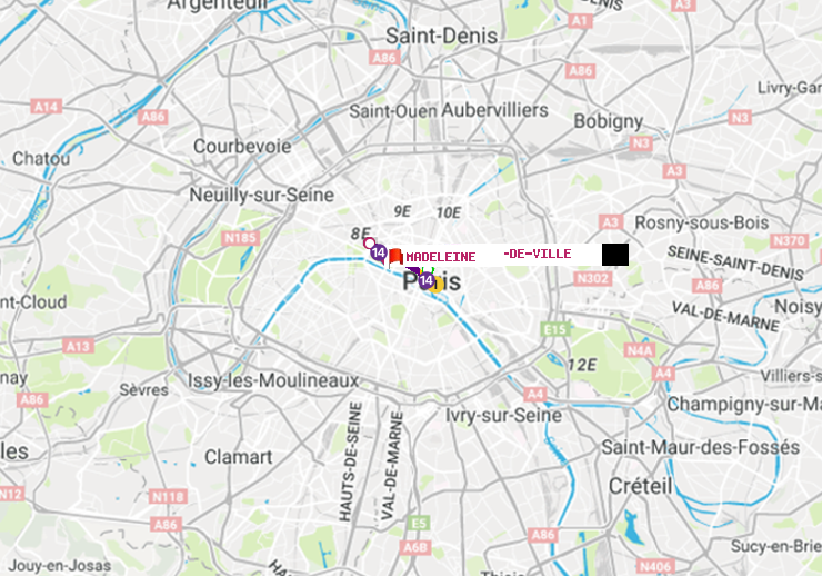 plan itinéraire ratp de Hôtel de Ville à Madeleine