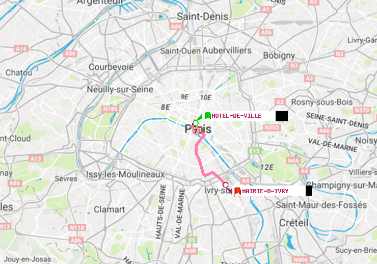 plan itinéraire ratp de Hôtel de Ville à Mairie d