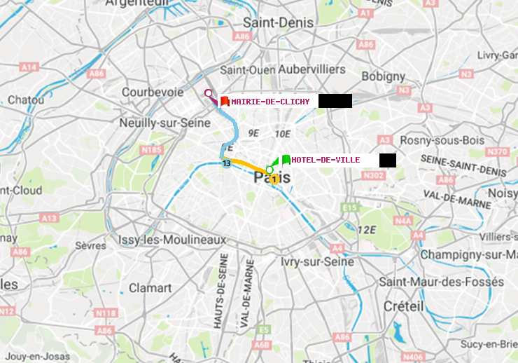 plan itinéraire ratp de Hôtel de Ville à Mairie de Clichy