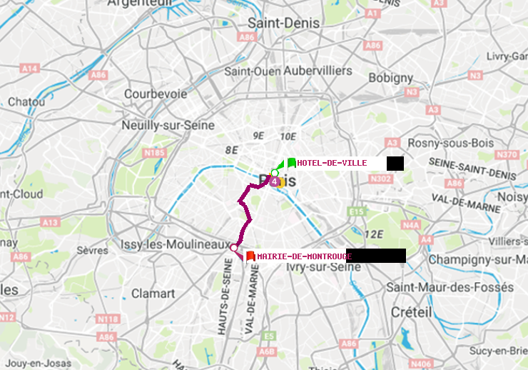 plan itinéraire ratp de Hôtel de Ville à Mairie de Montrouge