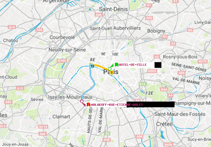 plan itinéraire ratp de Hôtel de Ville à Malakoff-Rue Etienne Dolet