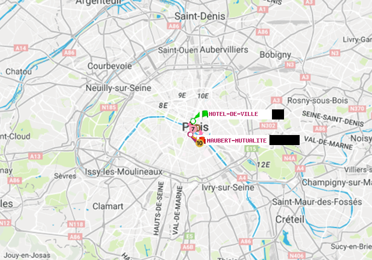 plan itinéraire ratp de Hôtel de Ville à Maubert-Mutualité