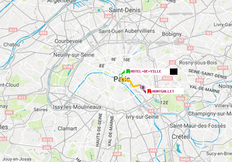 plan itinéraire ratp de Hôtel de Ville à Montgallet