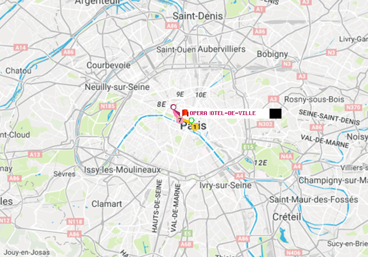 plan itinéraire ratp de Hôtel de Ville à Opéra