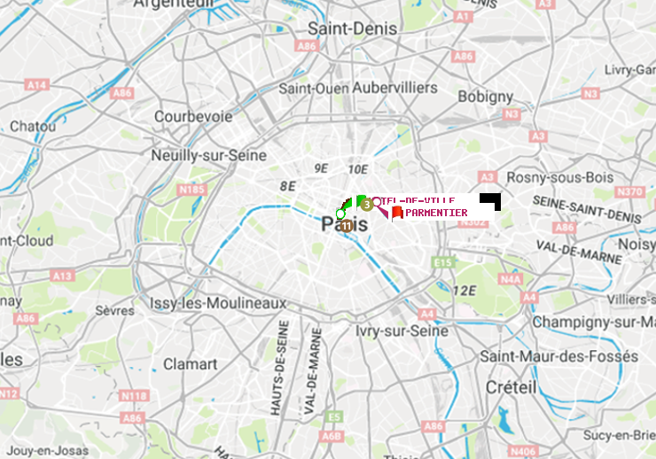 plan itinéraire ratp de Hôtel de Ville à Parmentier