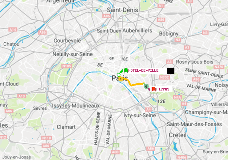 plan itinéraire ratp de Hôtel de Ville à Picpus