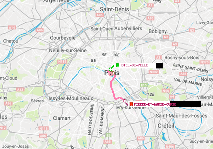 plan itinéraire ratp de Hôtel de Ville à Pierre et Marie Curie