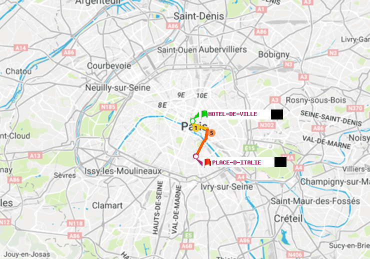 plan itinéraire ratp de Hôtel de Ville à Place d