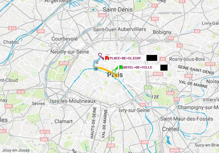 plan itinéraire ratp de Hôtel de Ville à Place de Clichy