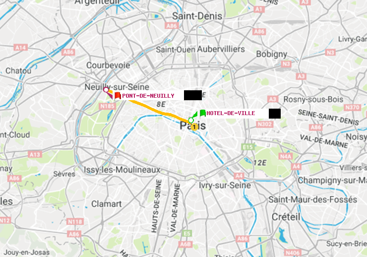 plan itinéraire ratp de Hôtel de Ville à Pont de Neuilly