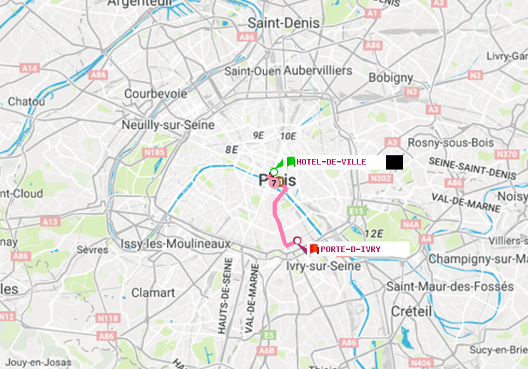 plan itinéraire ratp de Hôtel de Ville à Porte d