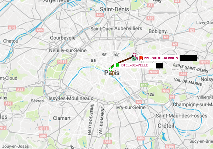 plan itinéraire ratp de Hôtel de Ville à Pré-Saint-Gervais