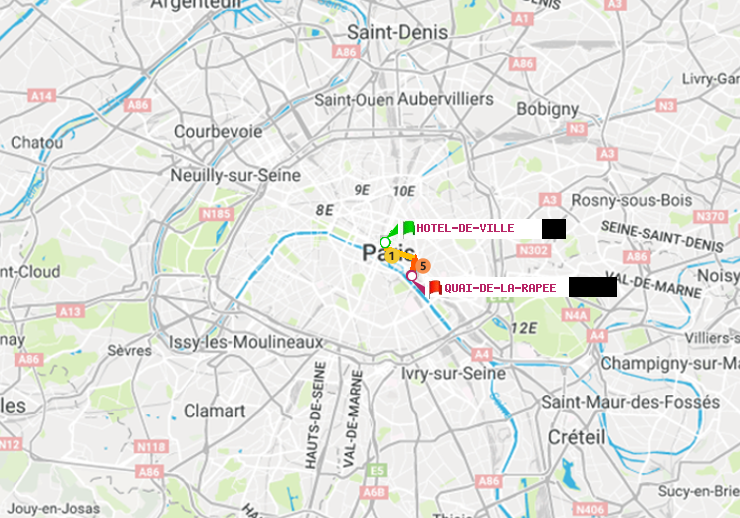 plan itinéraire ratp de Hôtel de Ville à Quai de la Rapée