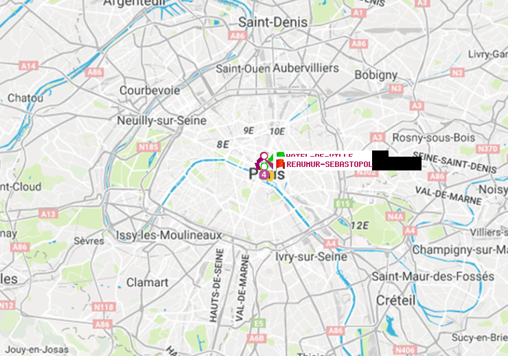 plan itinéraire ratp de Hôtel de Ville à Réaumur-Sébastopol