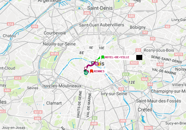 plan itinéraire ratp de Hôtel de Ville à Rennes