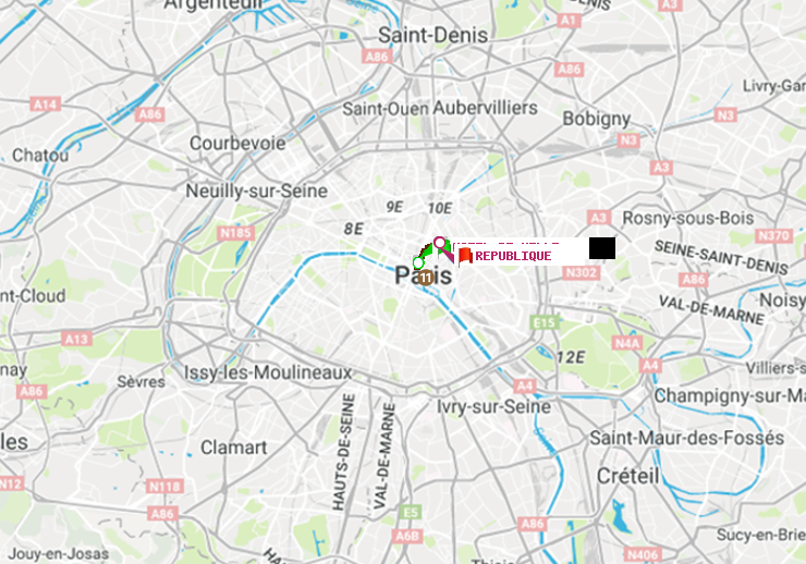 plan itinéraire ratp de Hôtel de Ville à République