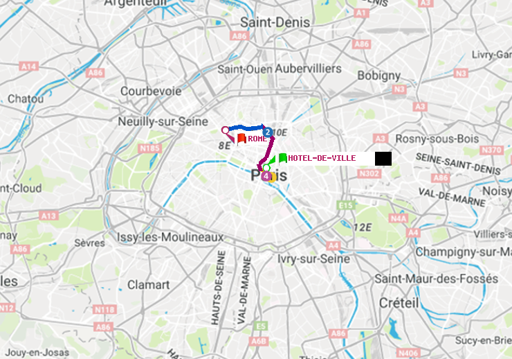 plan itinéraire ratp de Hôtel de Ville à Rome