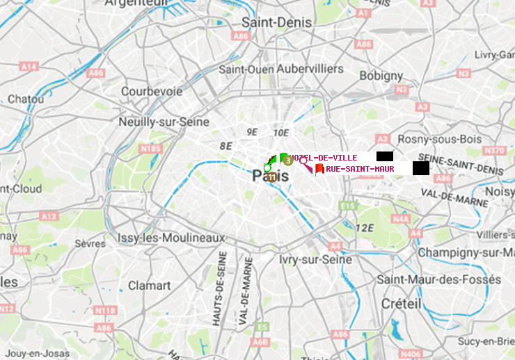plan itinéraire ratp de Hôtel de Ville à Rue Saint-Maur