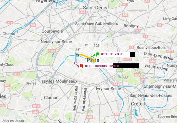 plan itinéraire ratp de Hôtel de Ville à Saint-Francois-Xavier