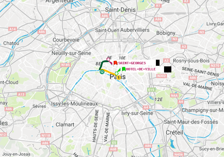 plan itinéraire ratp de Hôtel de Ville à Saint-Georges