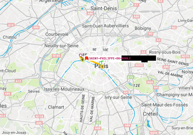 plan itinéraire ratp de Hôtel de Ville à Saint-Philippe du Roule